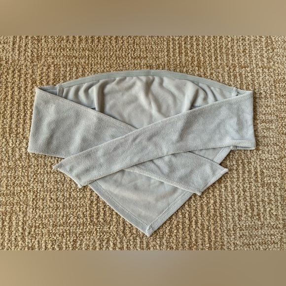 NWOT NIA Terrycloth Women’s Scarf Crop Tie Top in Sky Blue - Size XS - Picture 5 of 11